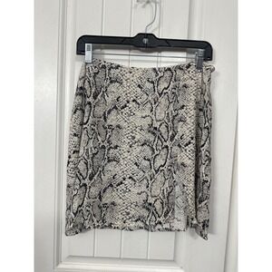 Reformation Snakeskin Print Mini Skirt Grey Black Animal Slit Size 12 High Waist